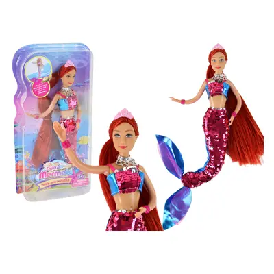 Mermaid Doll Burgundy Hosszú haj Mermaid Tail flitterek