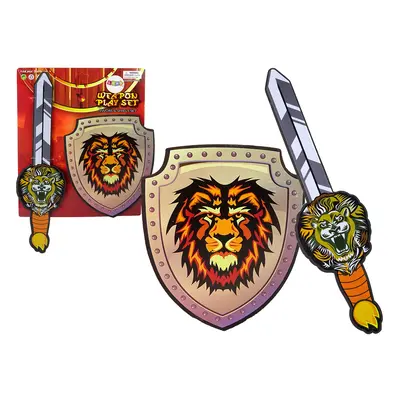 Knight Set hab kard és pajzs oroszlánnal