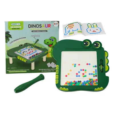 Oktató mágnestábla Dino puzzle zöld gyöngyökkel