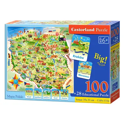 Castorland Puzzle Térkép Lengyelország 100 darab és kvíz