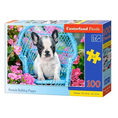 100 darabból álló puzzle bulldog kölyökkutya motívumával