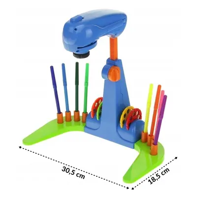 Rajzprojektor gyerekeknek tanulási funkcióval, asztali változat, diák, markerek, 32 terv.