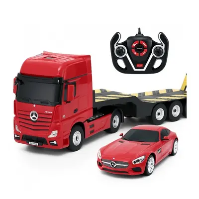 RC távirányítós autó vezérlővel Nagy készlet, 2 db Mercedes Actros autó utánfutóval 1:24 RTR Red