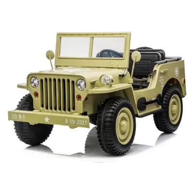 Gyermek elektromos kisautó Jeep Willys 4x4 háromüléses bézs