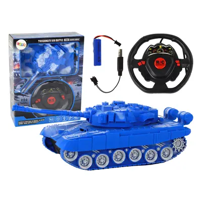 R/C tank távirányítóval, fényekkel, hanggal, kék 1:18 27MHz