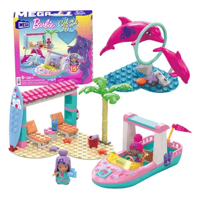 Építőkészlet 121 darab MEGA Barbie Color Reveal Adventure delfinekkel