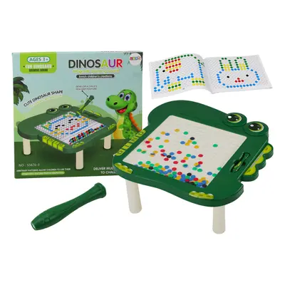 Oktató mágneses asztal táblával és dinoszaurusz puzzle-vel, zöld