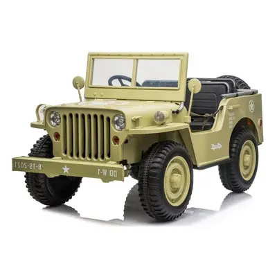 Gyermek elektromos katonai Jeep Willys 4x4 háromüléses bézs