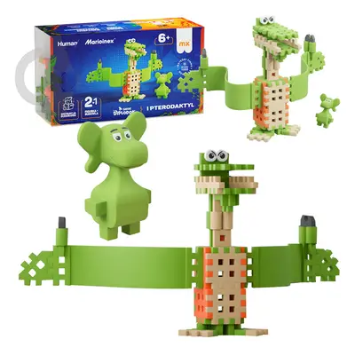 Marioinex Diplodocus és Pterodactyl mini gofri kocka 60 db ZA5499 figurával