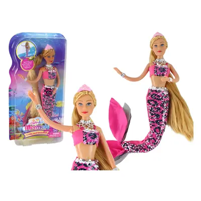 Mermaid Doll Pink hosszú szőke haj Sellőfarok flitterekkel