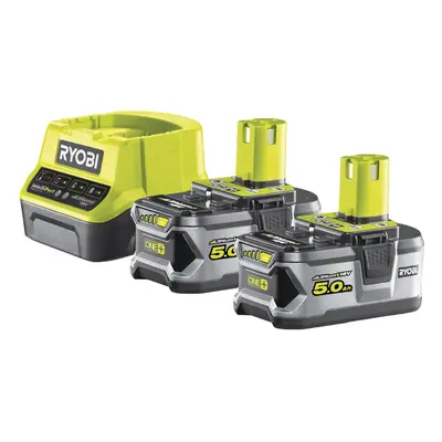 Akkumulátor és töltő RYOBI 18V, 2x 5,0 Ah Li-Ion