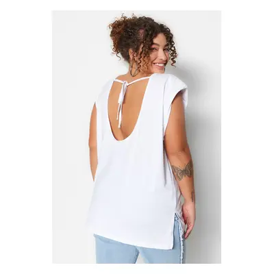 Trendyol Curve White More Sustainable Backless Padded 100% Cotton Knitted T-Shirt