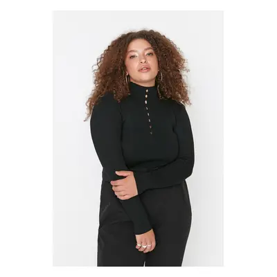 Trendyol Curve Black Stand Up Knitwear Blouse