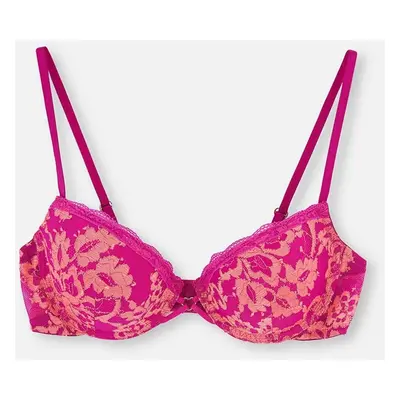 Dagi Pink Heart Detailed Covered Lace Bra