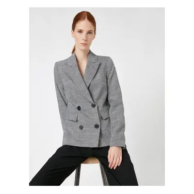 Koton Checkered Buttoned Jacket