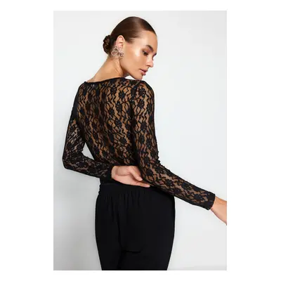 Trendyol Black Knitted Lace Body