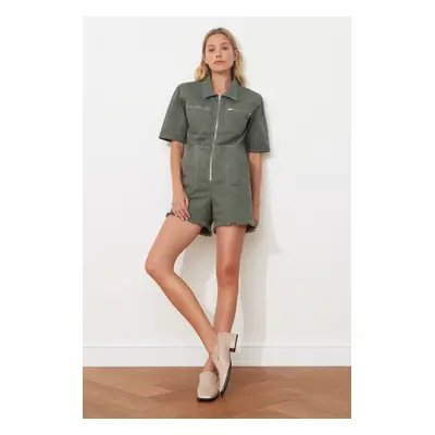 Trendyol Farmer Rövidnadrág Jumpsuit KHAKI derékgumi