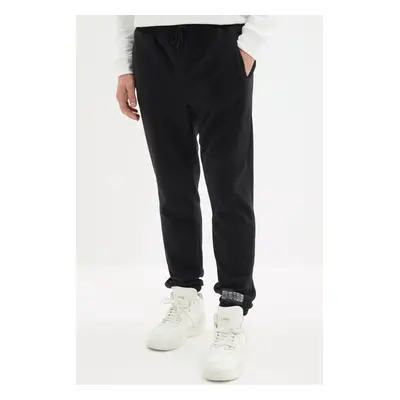 Trendyol Black Regular/Normal Cut Rubber Leg Fleece/Warm Sweatpants