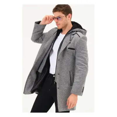 PLT8371 DEWBRRY MEN'S COAT-DIAGONAL BLACK- GREY