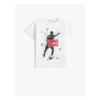 Koton Football Print T-Shirt Short Sleeved Crew Neck Cotton