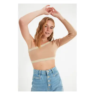 Trendyol Mink Crop One Shoulder Knitwear Blouse