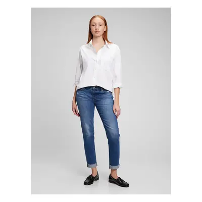 GAP Mid Rise Girlfriend Jeans Washwell - Nők