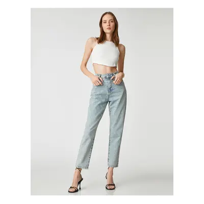 Koton High Waist Jeans Relaxed Cut Light Slim Leg - Anya farmer