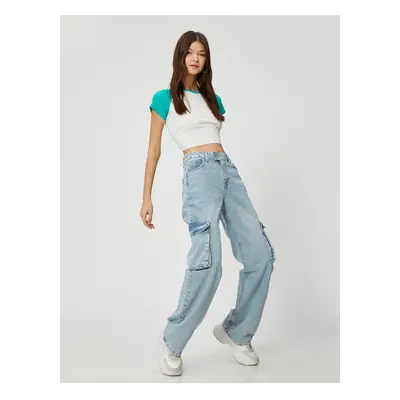 Koton Cargo Jeans egyenes farmer zseb részletes egyenes láb - Nora Jean