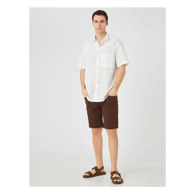 Koton Summer Shirt Short Sleeve Classic Collar Pocket Detailed