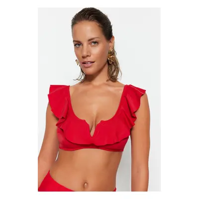 Trendyol Red Bralette fodros bikini felső