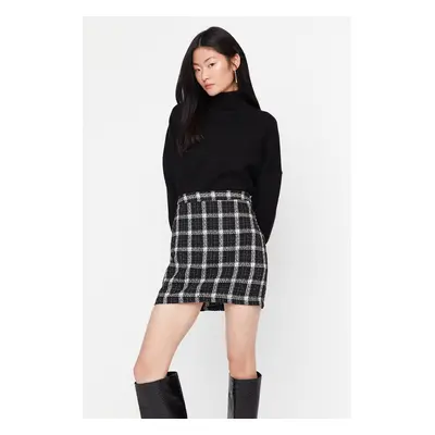 Trendyol Black Plaid Patterned Mini Woven Skirt