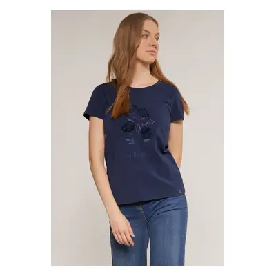 MONNARI Woman's T-Shirts T-Shirt With Decorative Panel Navy Blue