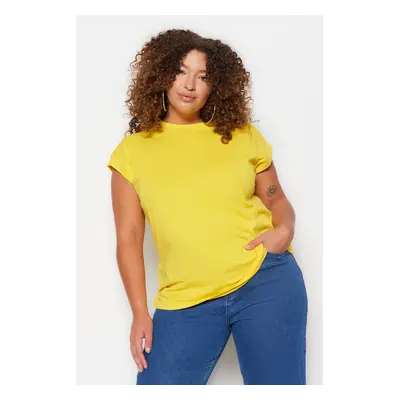 Trendyol Curve Light Yellow Knitted Crew Neck T-Shirt