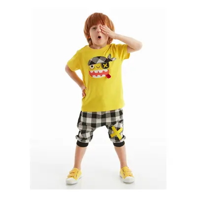 Denokids Pirate Plaid Boy's T-shirt Capri Shorts Set