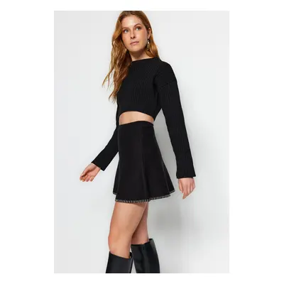 Trendyol Black Mini Cotton Sweater Skirt