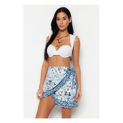 Trendyol Floral Patterned Mini Woven Tie Skirt