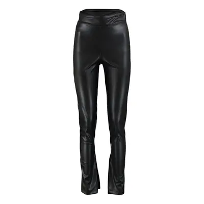 Trendyol Black Slit részletes műbőr kötött leggings