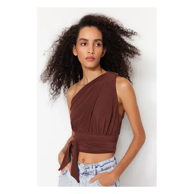 Trendyol Dark Brown Crop Knitted Accessorized Bustier