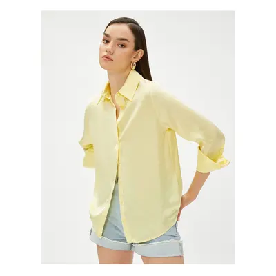 Koton Satin Shirt with Long Sleeves and Buttons