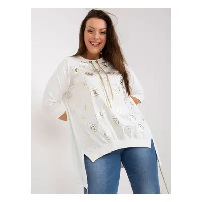 White cotton blouse of larger size with motif