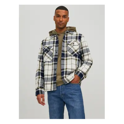 Blue & White Mens Plaid Outer Flannel Shirt Jack & Jones - Men