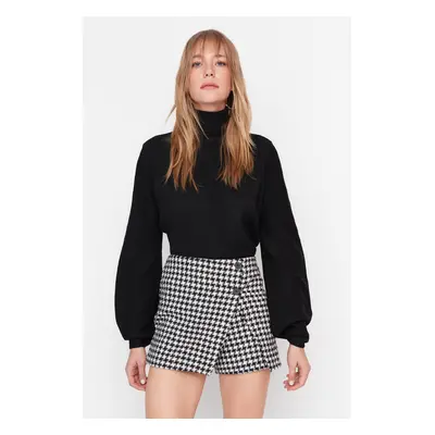 Trendyol Black Houndstooth mintás szőtt rövid szoknya