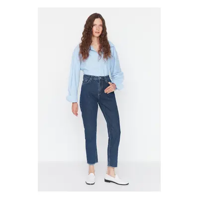 Trendyol Sötétkék Magas derekú Mom Jeans