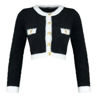 Trendyol Black Super Crop tollas kötöttáru Cardigan