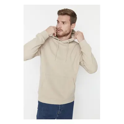 Trendyol Beige Regular/Normal Cut Hooded Fleece/Warm Sweatshirt