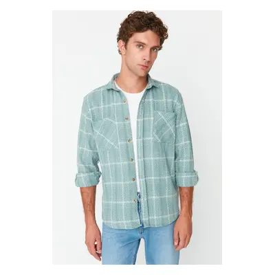 Trendyol Mint Mens Oversize Fit Plaid Shirt