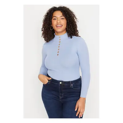 Trendyol Curve Blue High Neck Knitwear Blouse