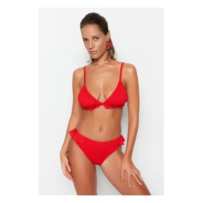 Trendyol Red Gimped normál lábú bikini alsó