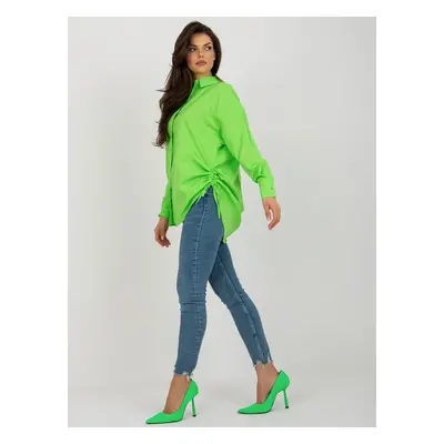 Light green women's oversize shirt with collar