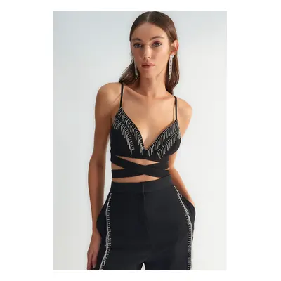 Trendyol X Zeynep Tosun Black Stone Accessory Bustier